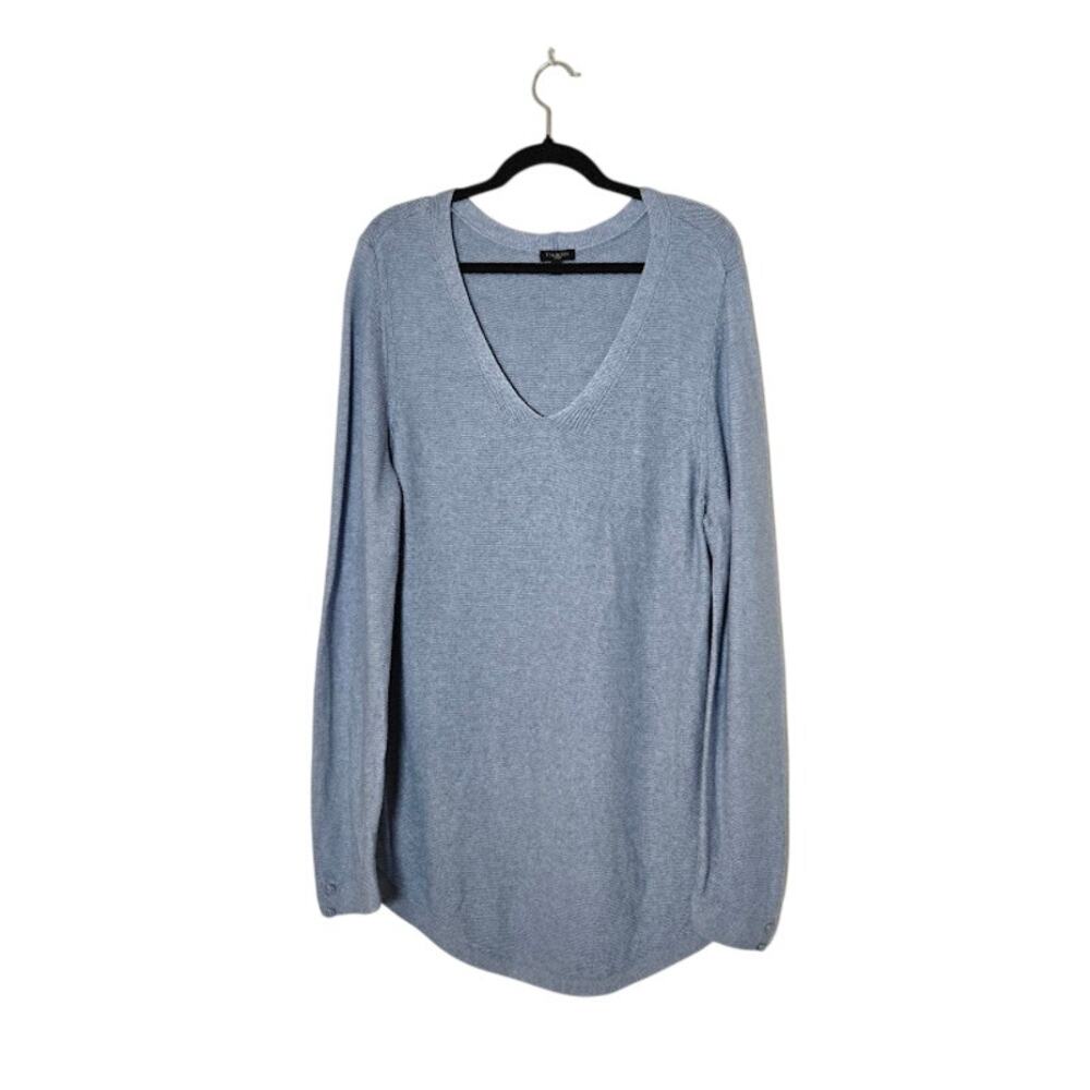Talbots Woman Long Sweater Tunic Size 1X Blue Preppy Coastal Casual